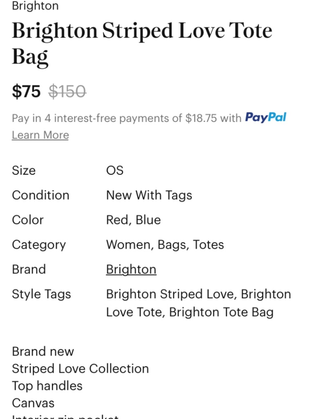 Brighton Striped Love Tote Bag - Picture 3 of 5